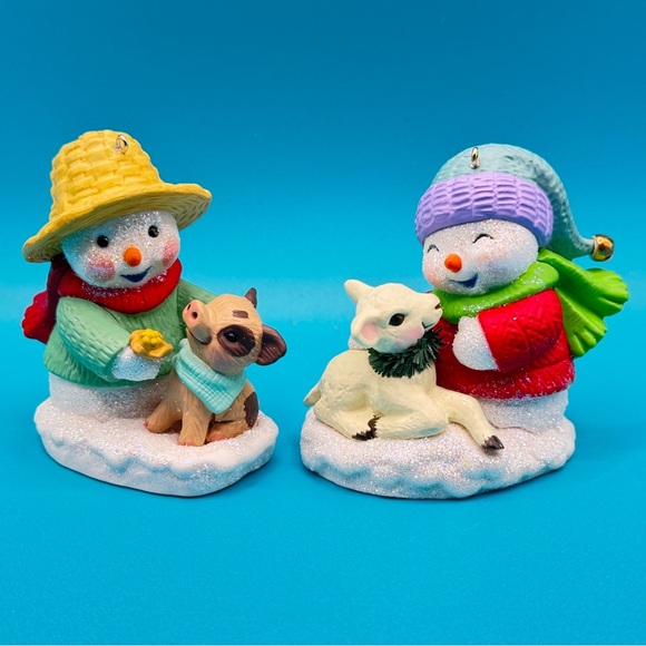 Hallmark Snowman Ornaments Lot 2018 2019 Figurines Missing Strings No Boxes - Picture 1 of 7